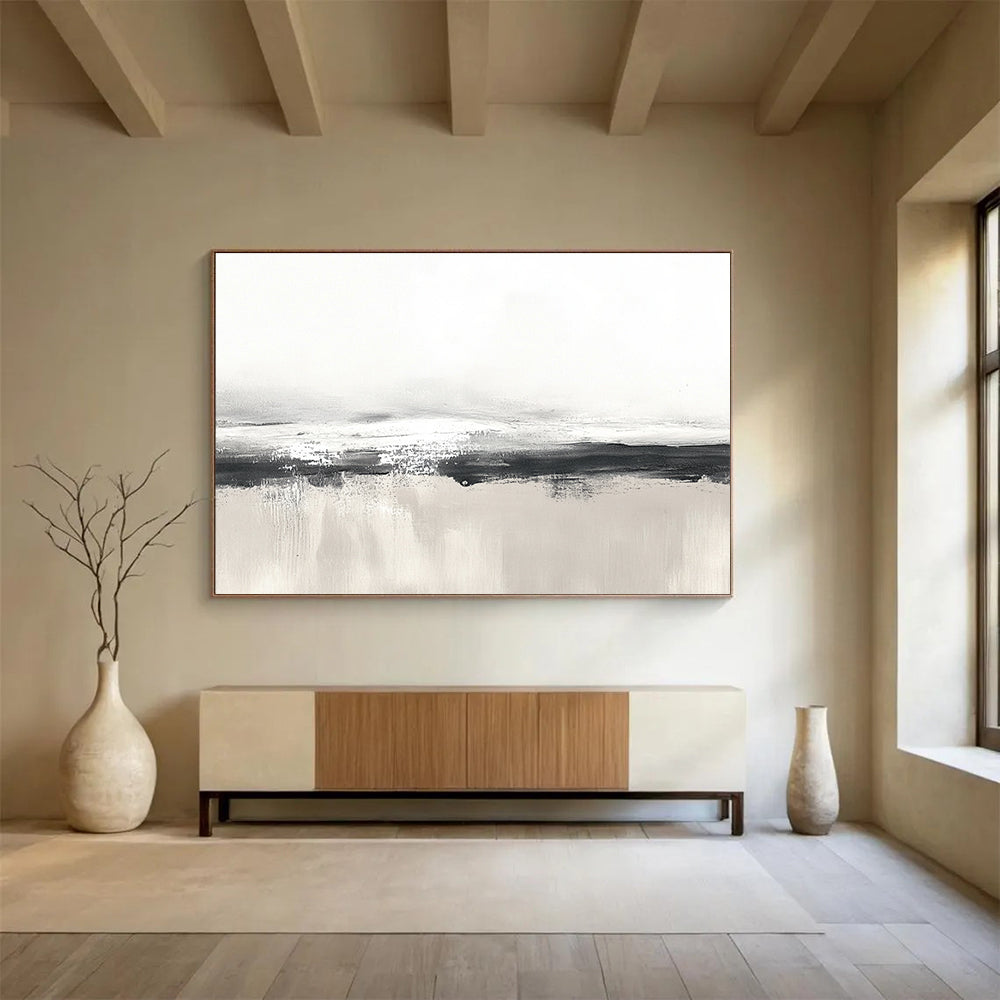 Monochrome Landscape Abstract Painting with Subtle Textures ABS255