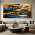 Blue - Gold Abstract City Painting with Urban Sophistication WINK397