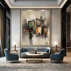 Abstract Urban Street Scene Painting for Bohemian Cafes GAB1130
