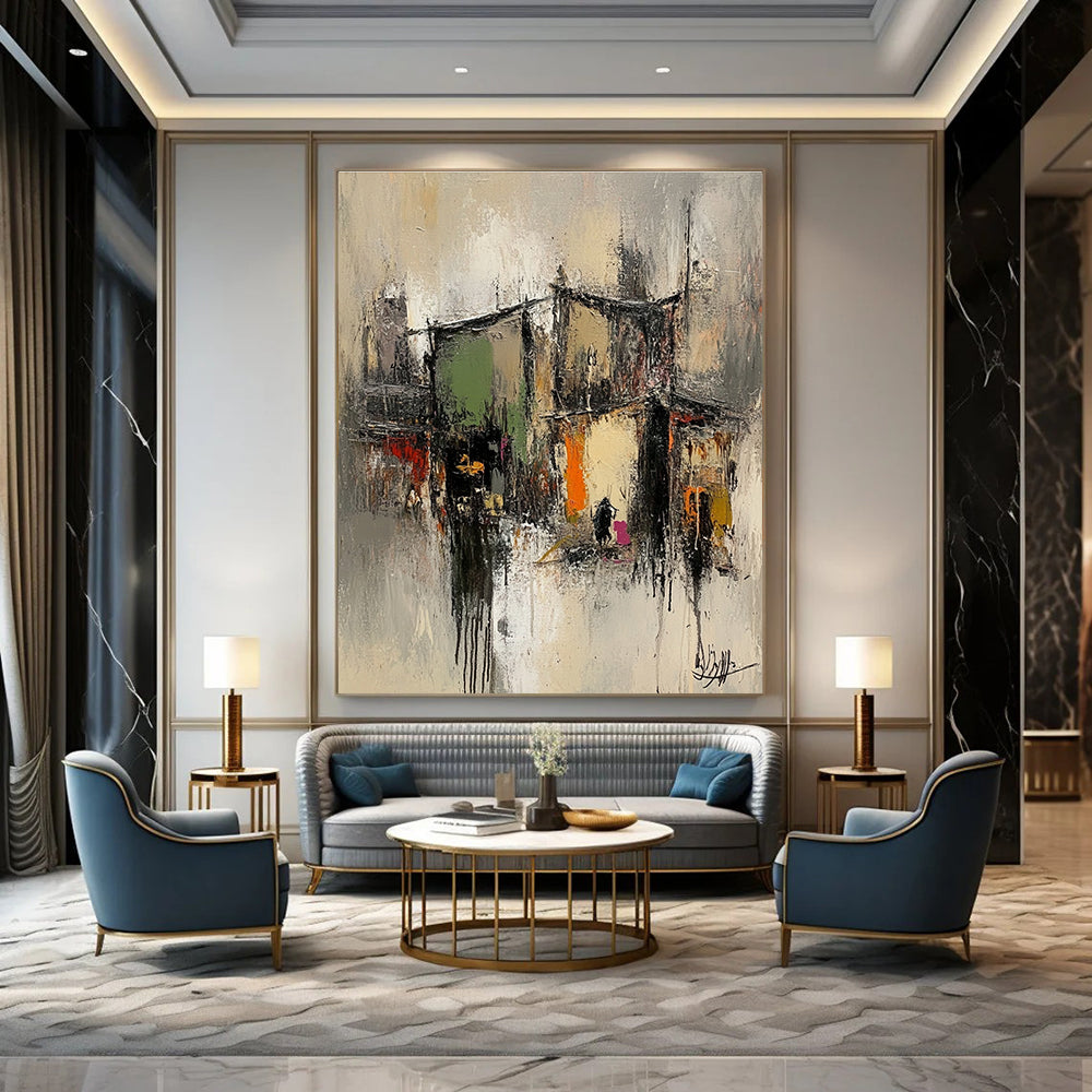 Abstract Urban Street Scene Painting for Bohemian Cafes GAB1130