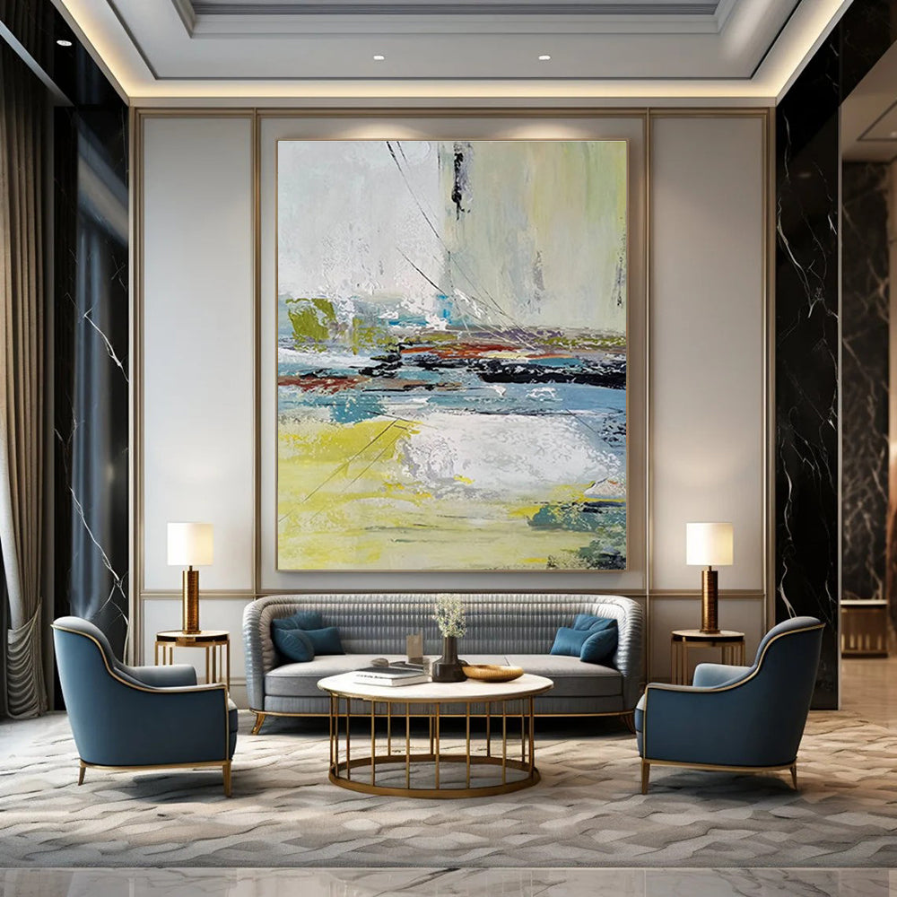 Vibrant Abstract Landscape Abstract Painting for Art Gallery Installations HENG052