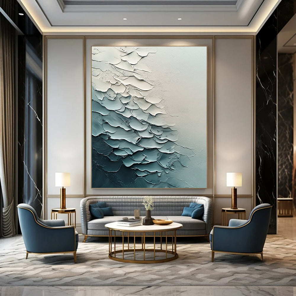 Blue Textured Waves - Minimalist Abstract Painting GAB0636