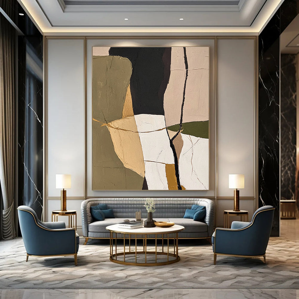 Geometric Color Block Abstract Painting for Contemporary Office Spaces GAB1261