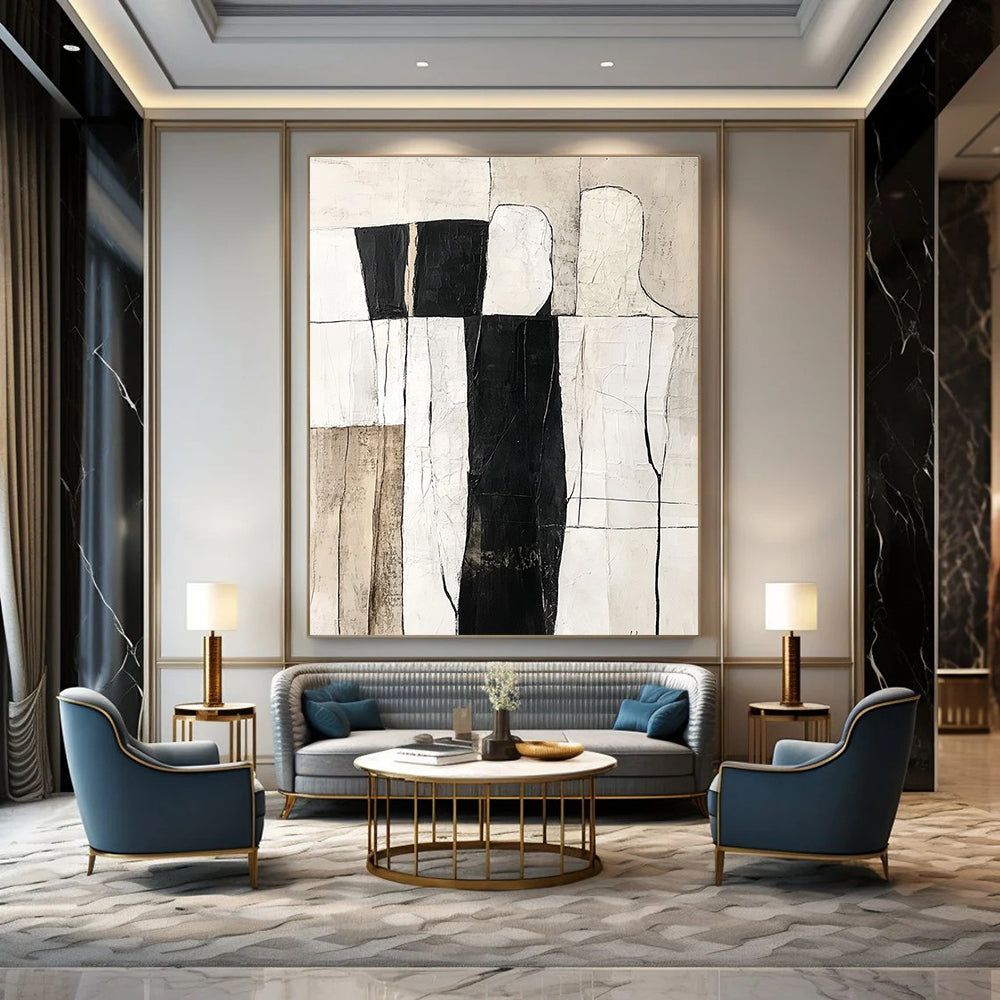 Monochrome - Figure Abstract Painting for Modern Art Studios GAB0869