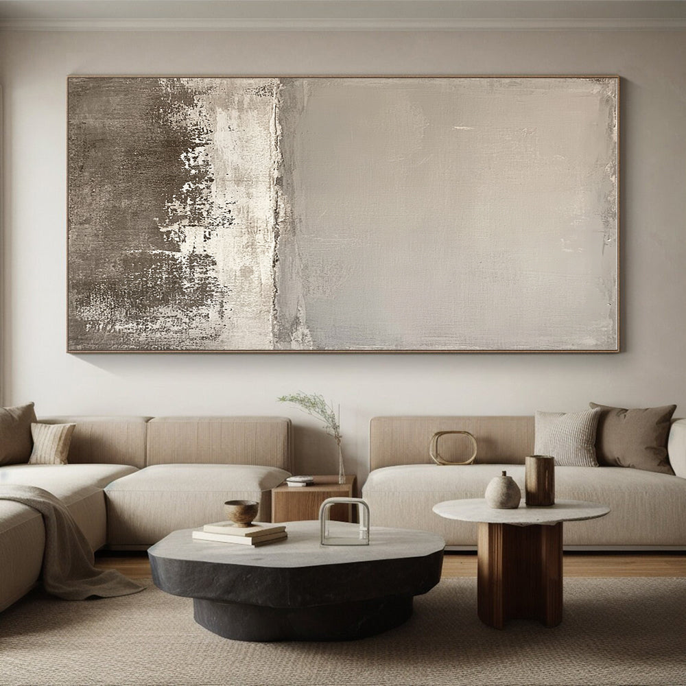 Gray and White Minimalist Abstract Painting with Calm Simplicity WINK249