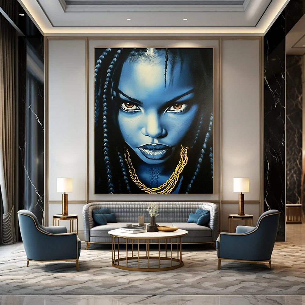 Blue - Skinned Portrait Abstract Painting for Modern Art Gallery Installations GAB1312