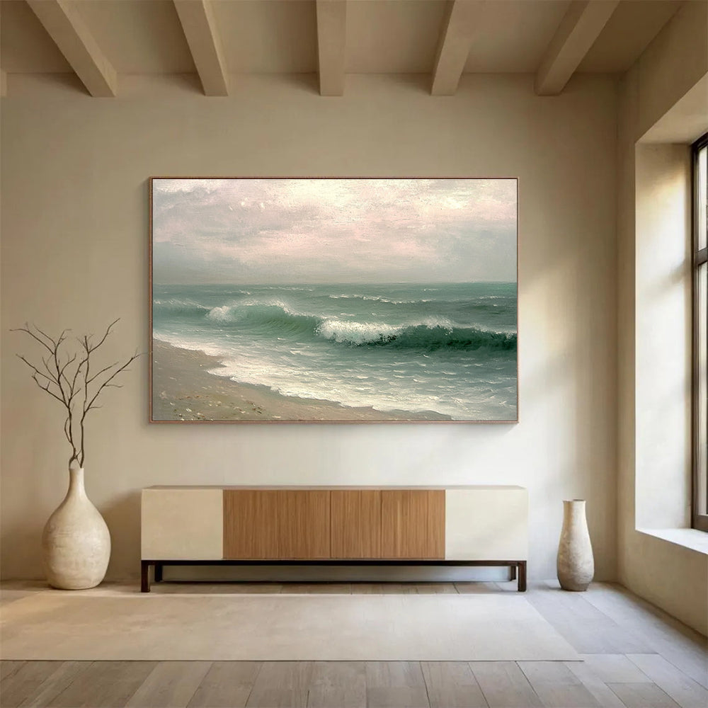 Realistic Sea Waves: Capturing Ocean’s Power and Grace Abstract Painting ABS156