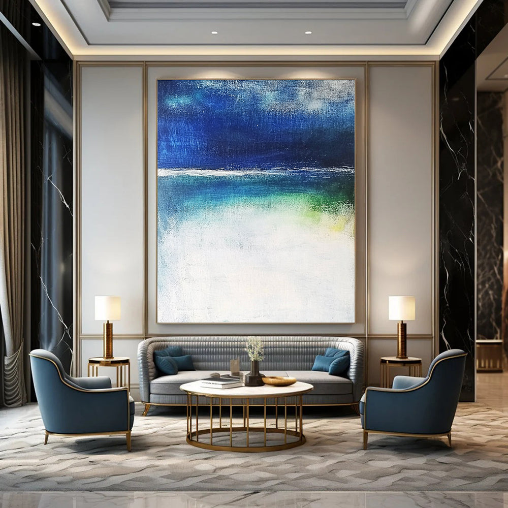 Blue and Green Gradient Abstract Painting for Coastal - Inspired Studios GAB0833