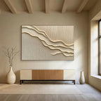 Beige Wavy Textured Art Abstract Painting with Tactile Minimalism ABS610