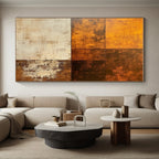 Warm - Toned Geometric Collage Abstract Painting with Rustic Sophistication WINK210