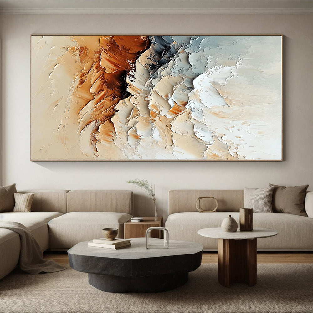Beige Gray Brown Abstract Painting with Textured Serenity WINK477