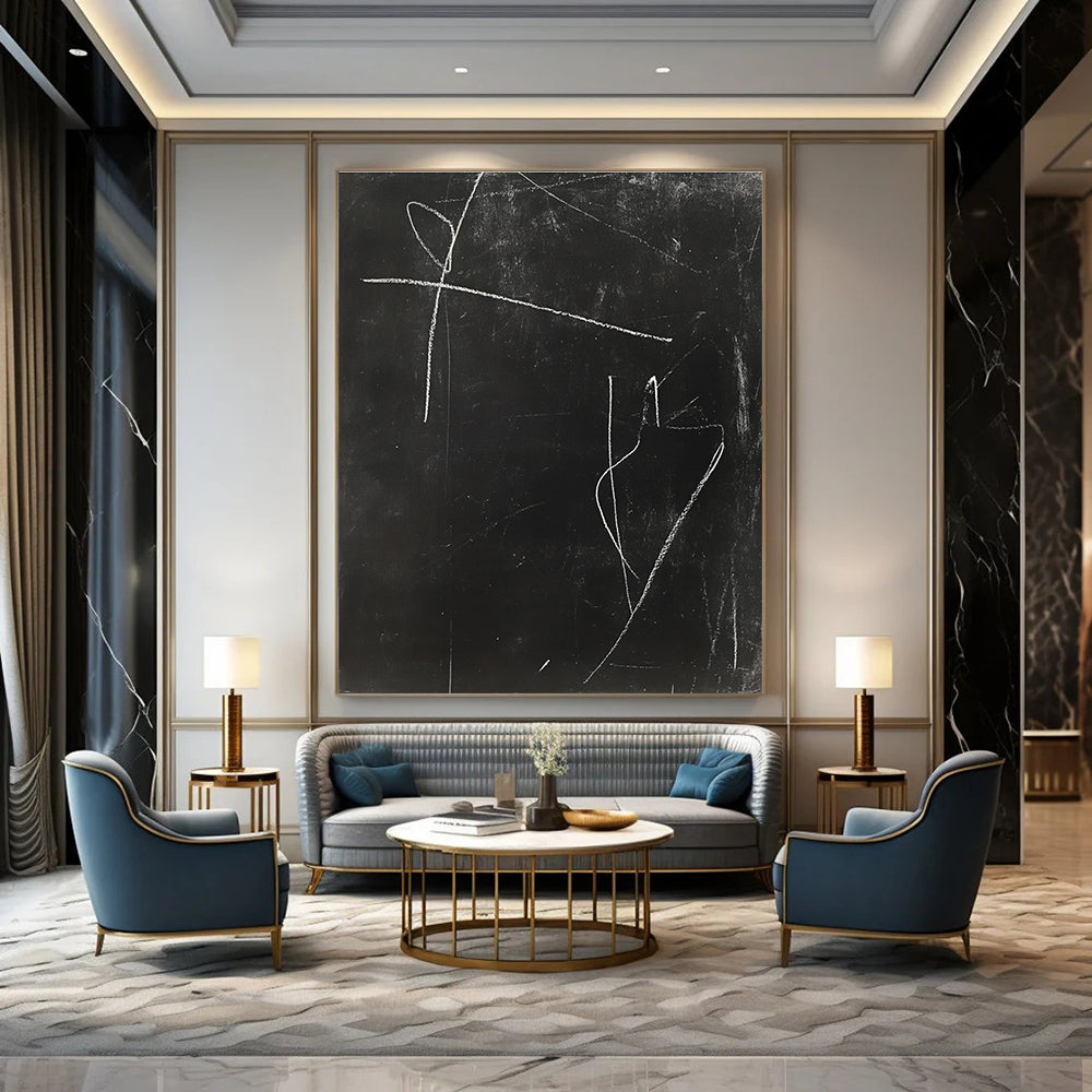 Chalkboard - like Abstract Spontaneous Markings Abstract Painting GAB0235