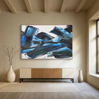 Blue and Black Abstract Painting for Sophisticated Corporate Boardrooms YHT284