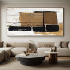 Brown Black and White Abstract Painting with Industrial Flair WINK849