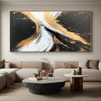 Black Gold and White Abstract Painting with Regal Drama WINK316
