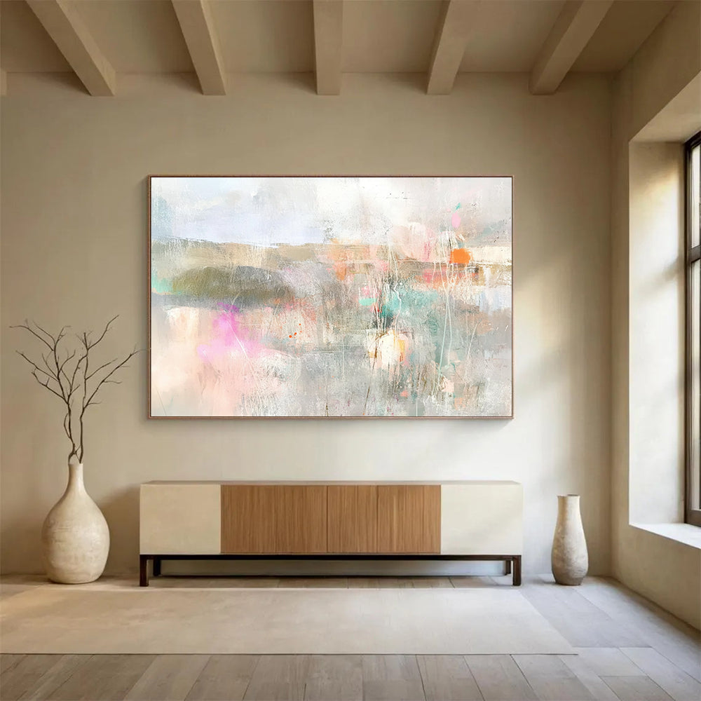 Soft Tones Landscape Abstract Painting with Dreamy, Ethereal Ambiance ABS468