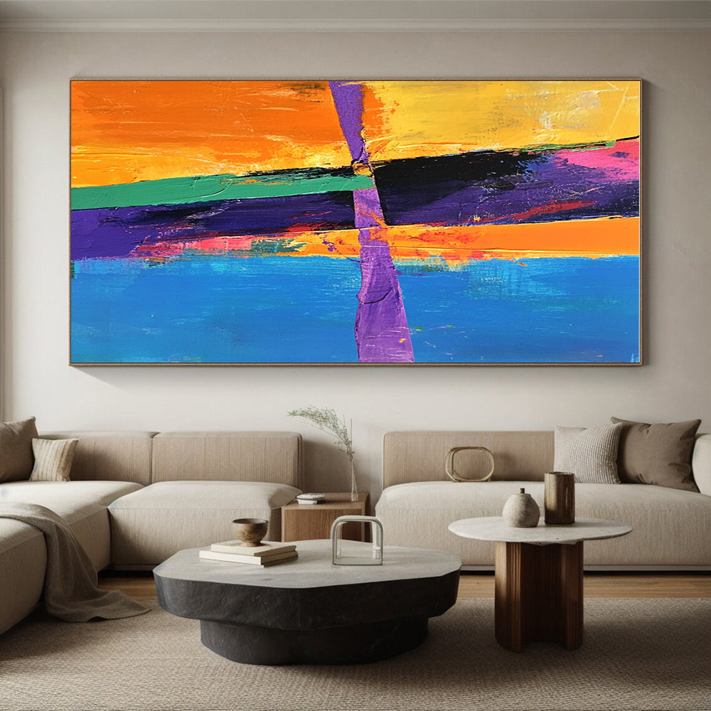 Colorful Abstract Cross Painting with Bold Geometry WINK406