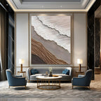 Layered Textile - Like Abstract in Neutral Tones Painting for Eclectic Interiors HENG344