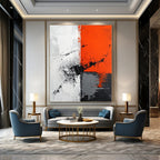 High - Contrast Geometric Abstract Painting for Corporate Boardrooms GAB0878