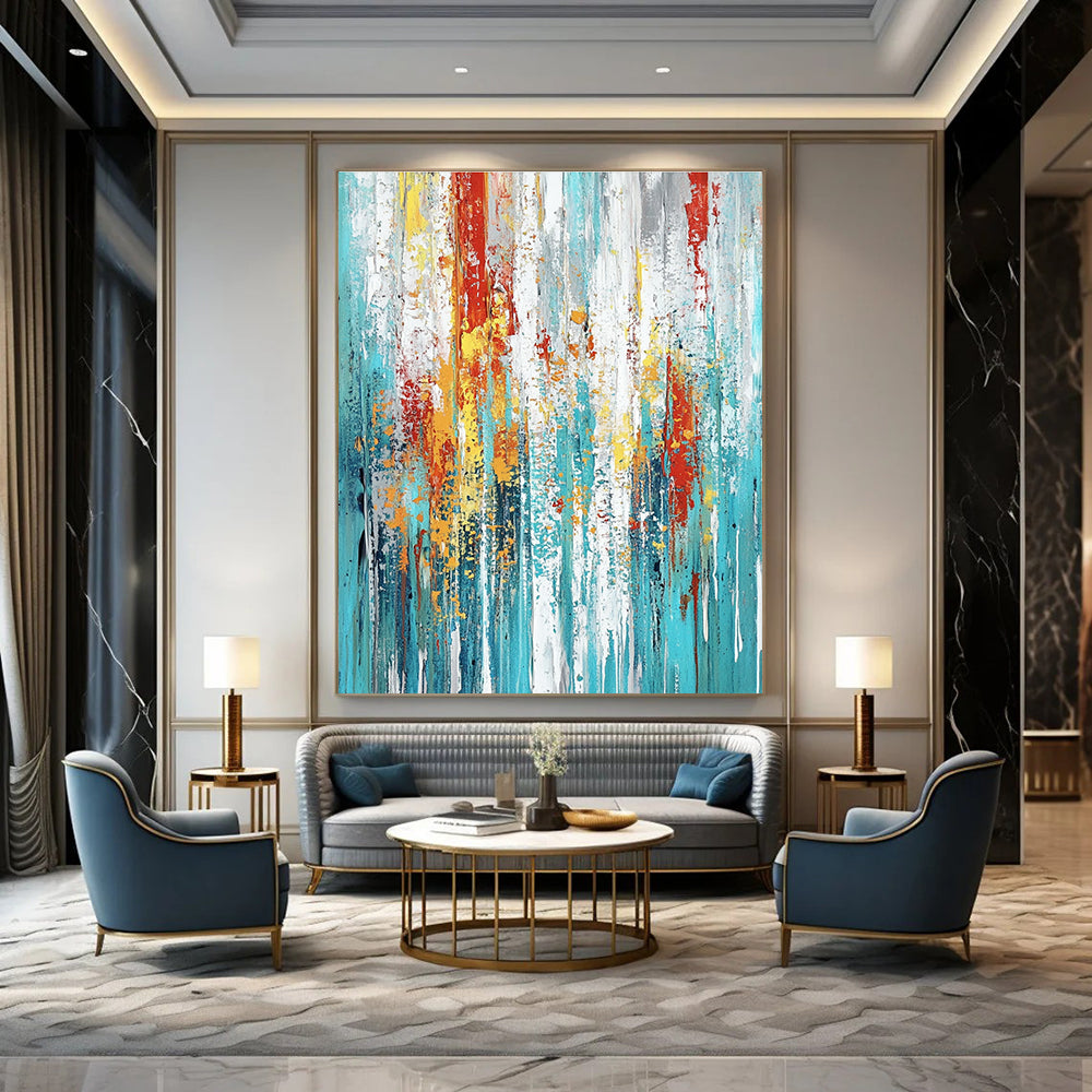 Colorful Dripping Stripes Abstract Painting for Vibrant Creative Hubs GAB0839