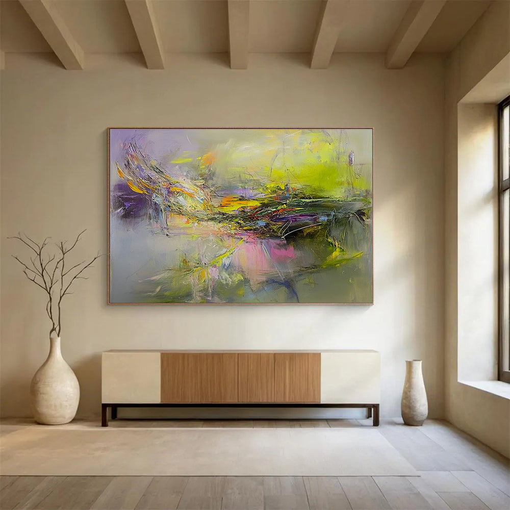 Bright Color Fusion Abstract Painting with Vivid, Harmonious Blends ABS463