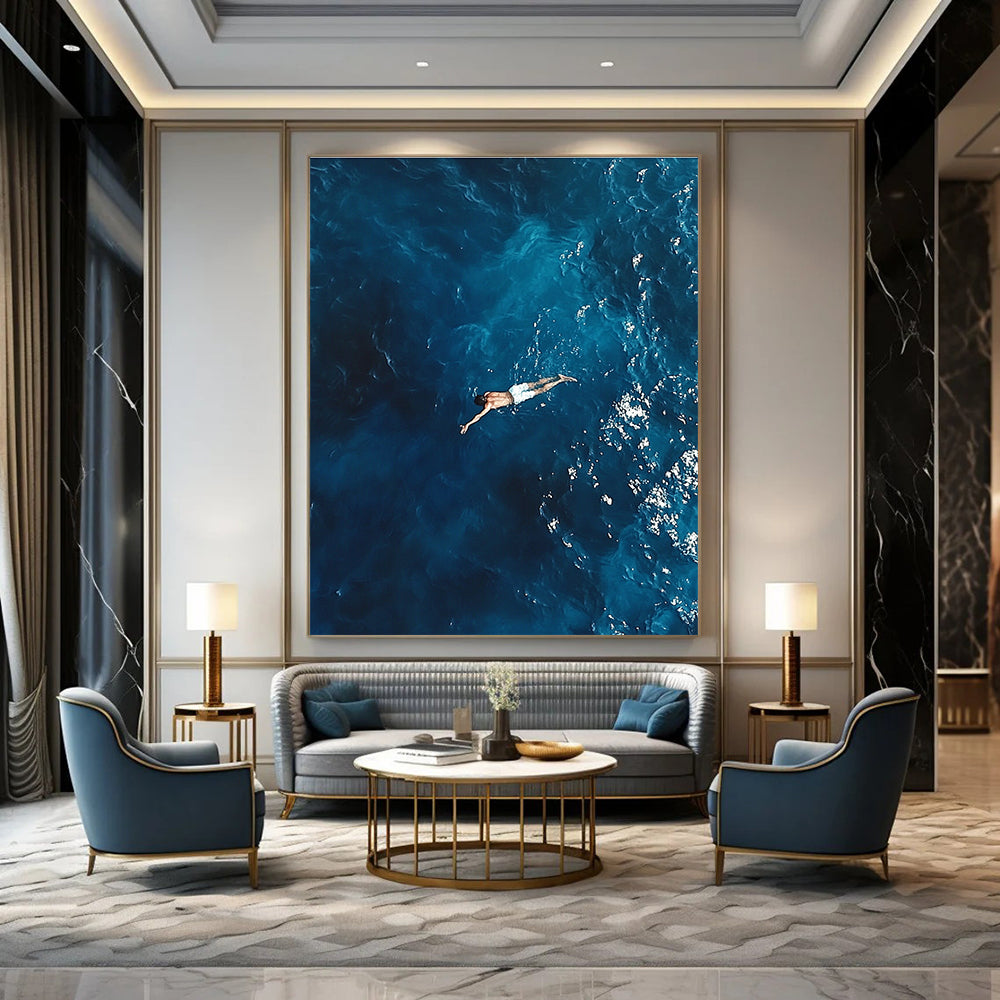 Man Floating in Ocean Abstract Photography of Serene Solitude GAB0195