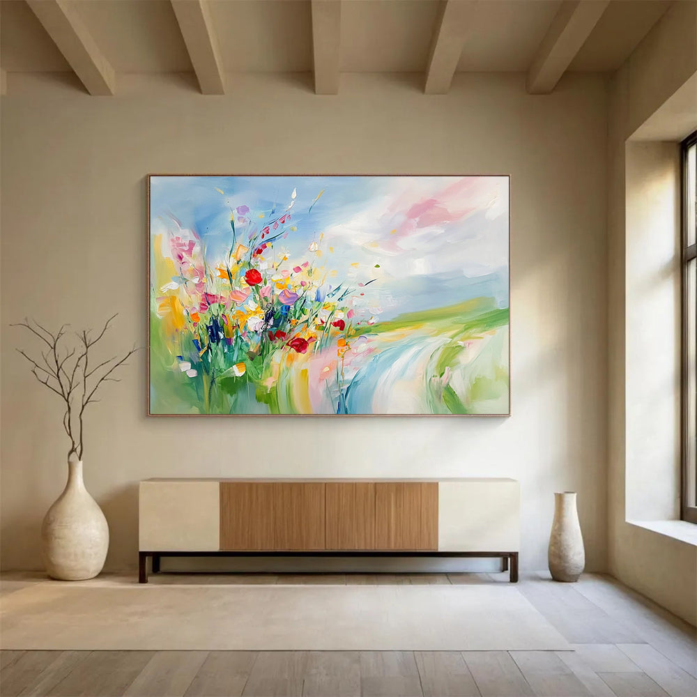 Colorful Floral Landscape Abstract Painting with Vivid Brushstrokes ABS244
