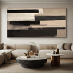 Black and White Vertical Abstract Painting with Stark Contrast WINK228