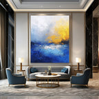 Blue - Yellow Abstract Landscape - Emotive Color - Block Abstract Painting GAB0430