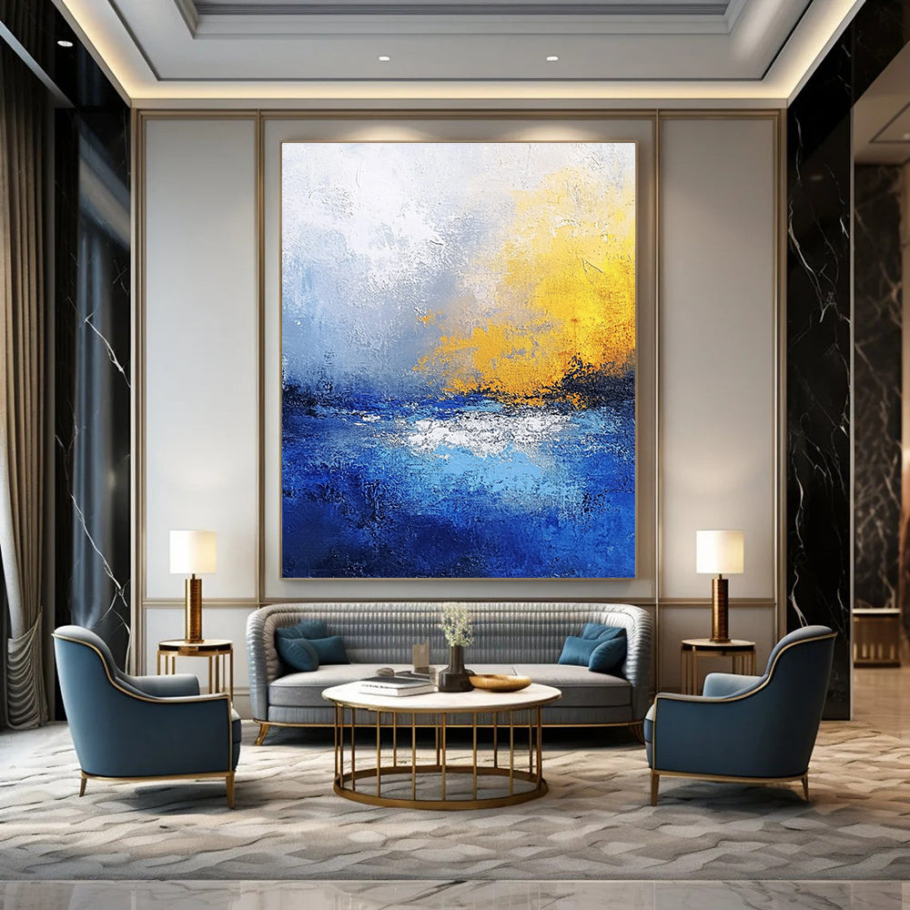 Blue - Yellow Abstract Landscape - Emotive Color - Block Abstract Painting GAB0430