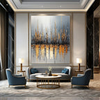 Golden Cityscape Abstract Painting for Luxurious Home Offices GAB0791