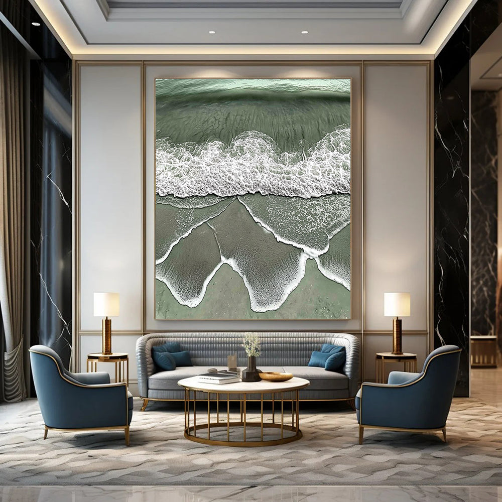 Coastal Wave Abstract Painting for Beach - Themed Living Rooms GAB1020