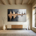 Black, White, and Gold Textured Abstract Painting ABS303