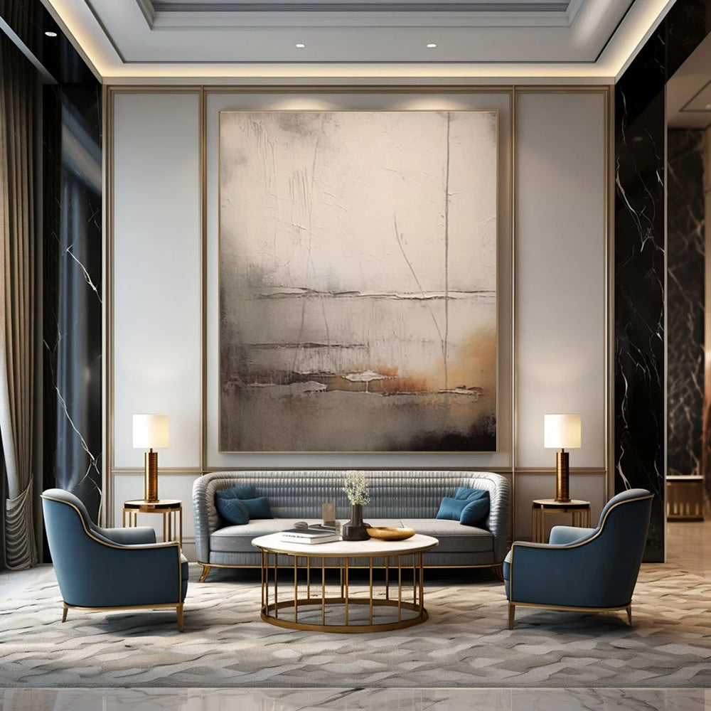 Subtle Gray Abstract Painting for Understated Living Spaces HENG442