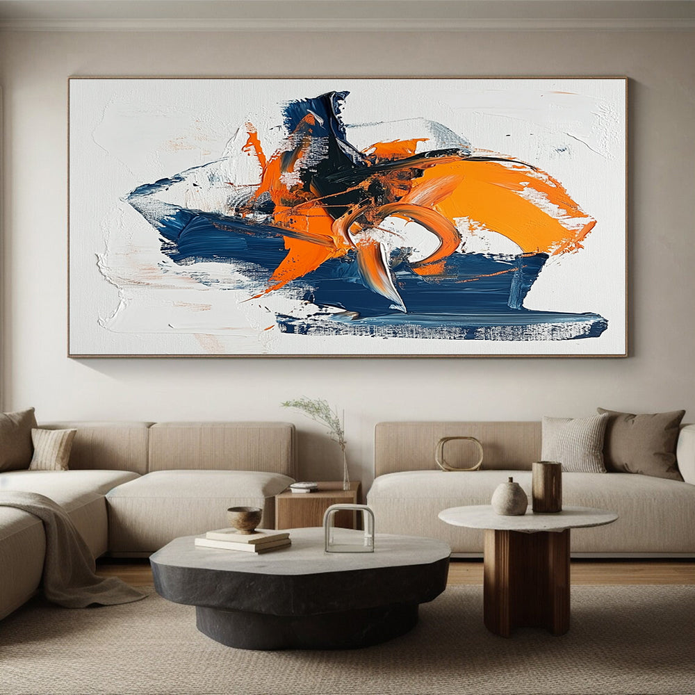 Orange - Blue Abstract Swirls Painting with Vibrant Dynamics WINK445