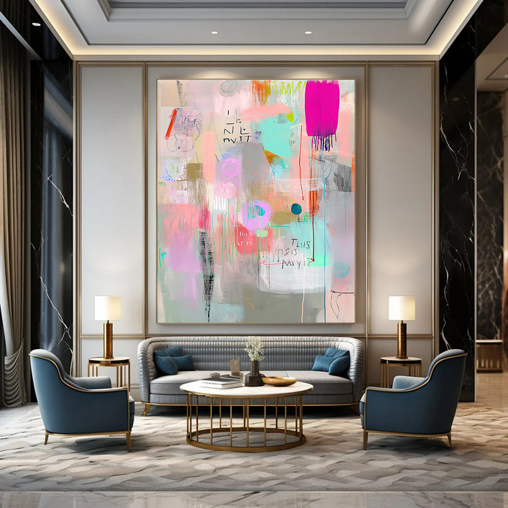 Pastel Abstract Layers Painting of Gentle Expressions GAB0158