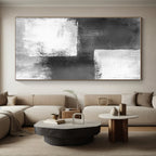 Black - White Abstract Squares Painting with Geometric Intrigue WINK421