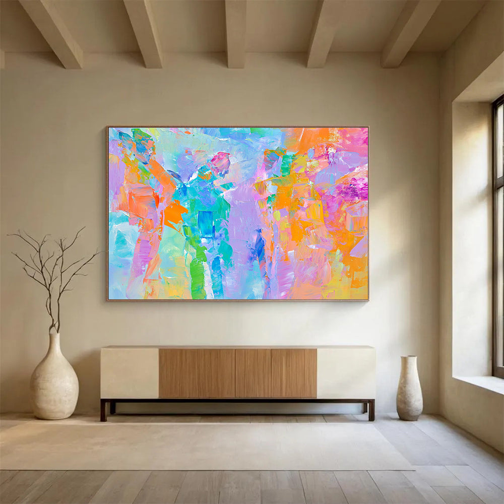 Colorful Patchwork with Vibrant Brushstrokes Abstract Painting ABS344