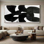 Bold Black and White Shapes Abstract Painting with Graphic Impact WINK011
