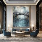 Bridge in Blue Abstract Painting for Ethereal Dining Rooms GAB0786