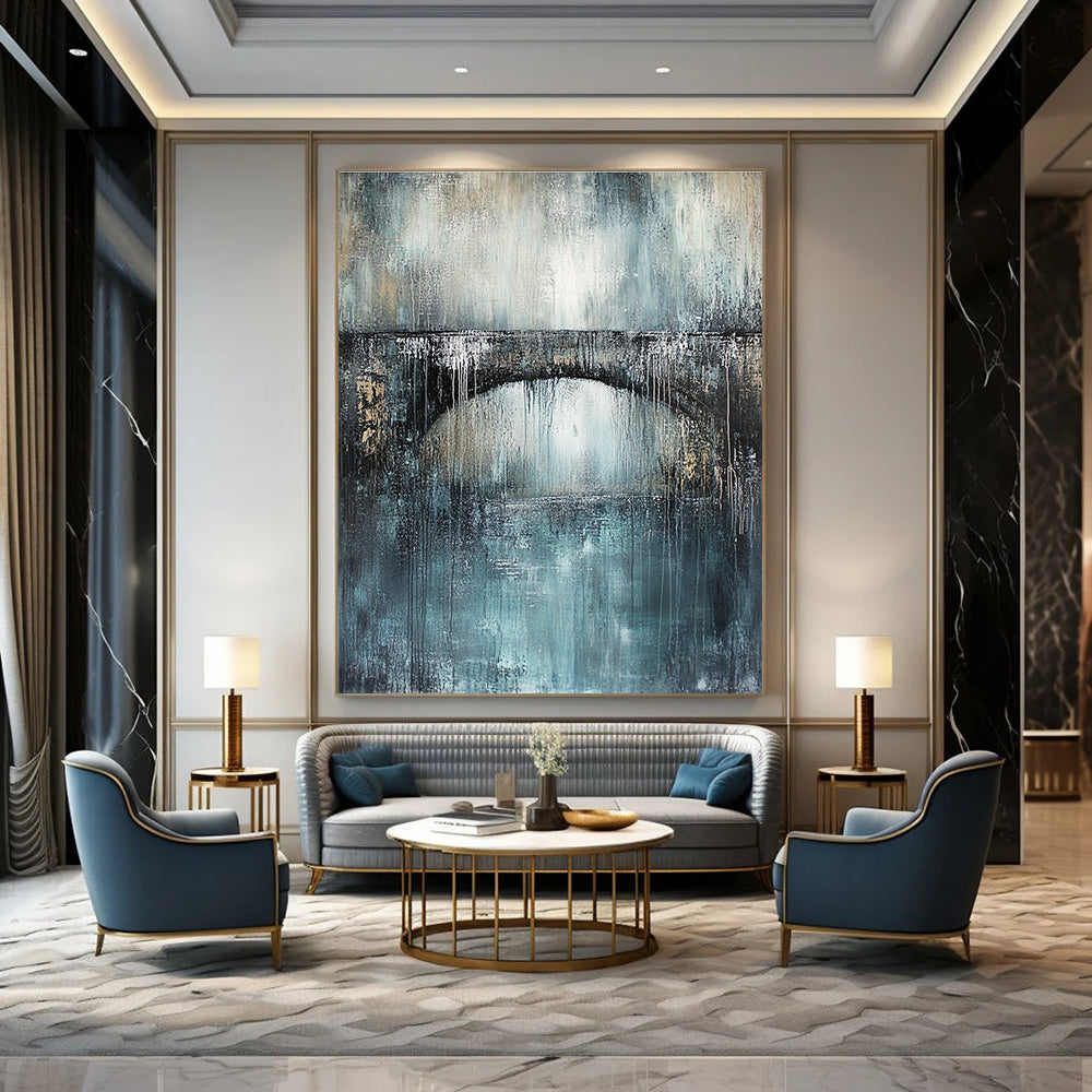 Bridge in Blue Abstract Painting for Ethereal Dining Rooms GAB0786