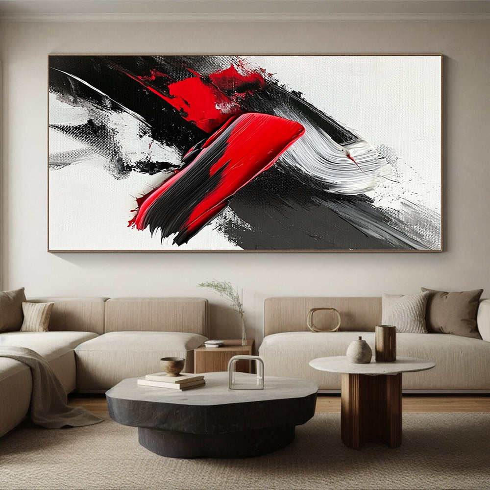 Red - Black - White Abstract Painting with Passionate Contrast WINK369