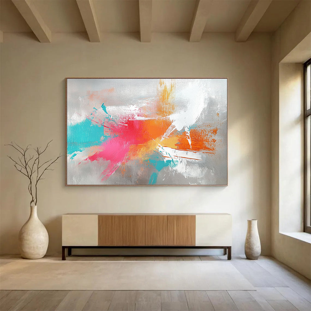 Gray Background Color Splash Abstract Painting ABS307