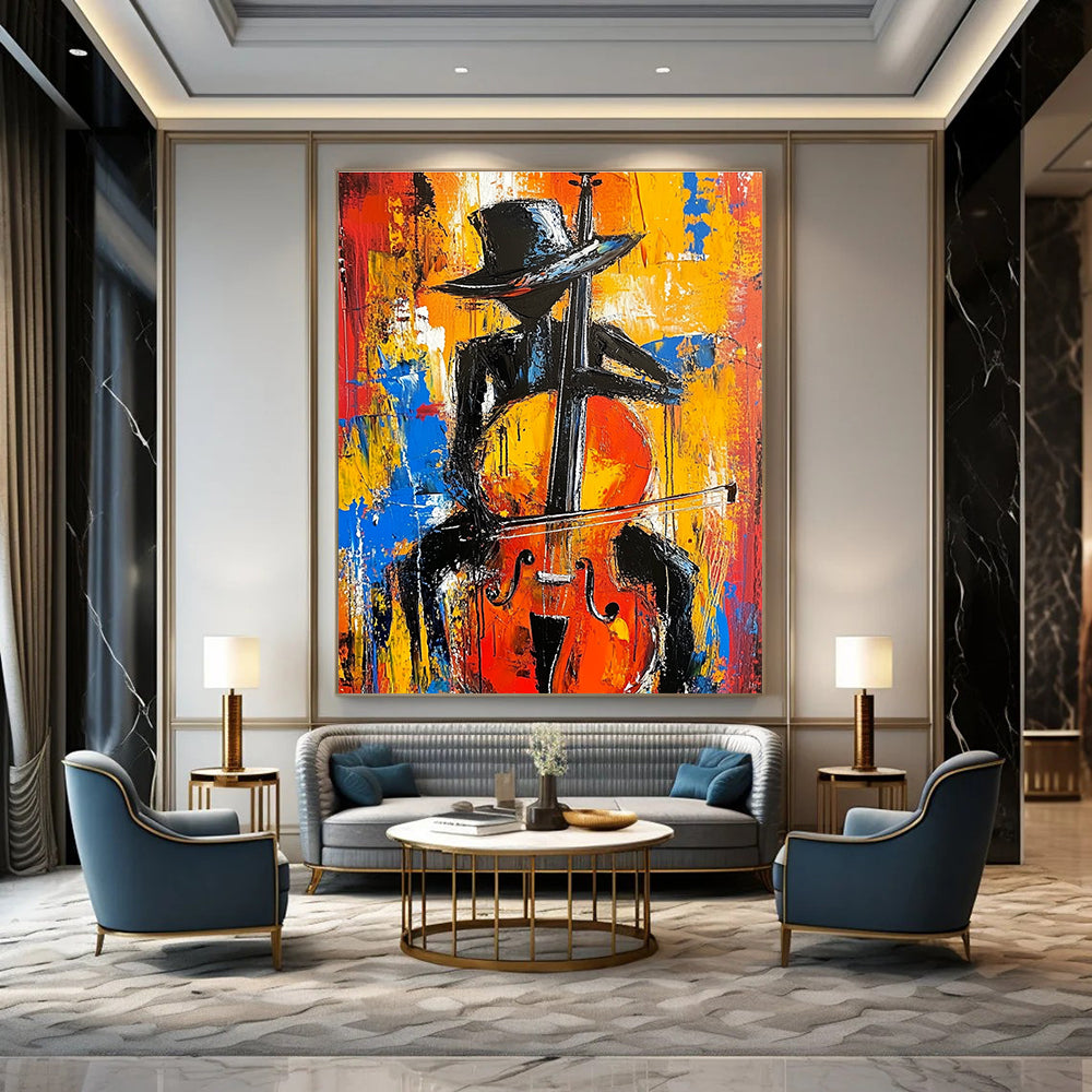 Jazz Musician Silhouette - Vivid Colorful Abstract Painting GAB0420
