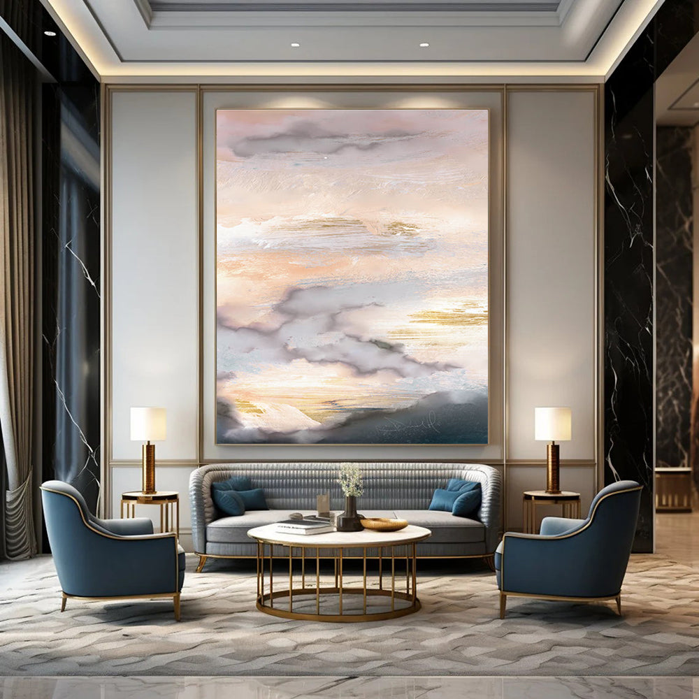 Ethereal Cloud - Sunset Abstract Painting for Luxury Hotel Suites HENG166