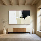 Black, White, and Yellow Abstract with Bold Brushstrokes Abstract Painting ABS365