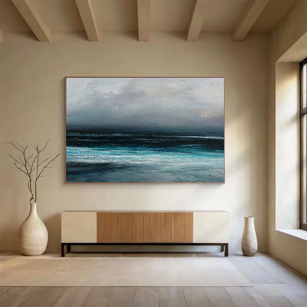 Dark Sea Abstract Mysterious Seascape Painting for Dramatic Spaces YHT034