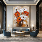 Bold Poppy Blossoms Expressive Floral Abstract Painting GAB0279