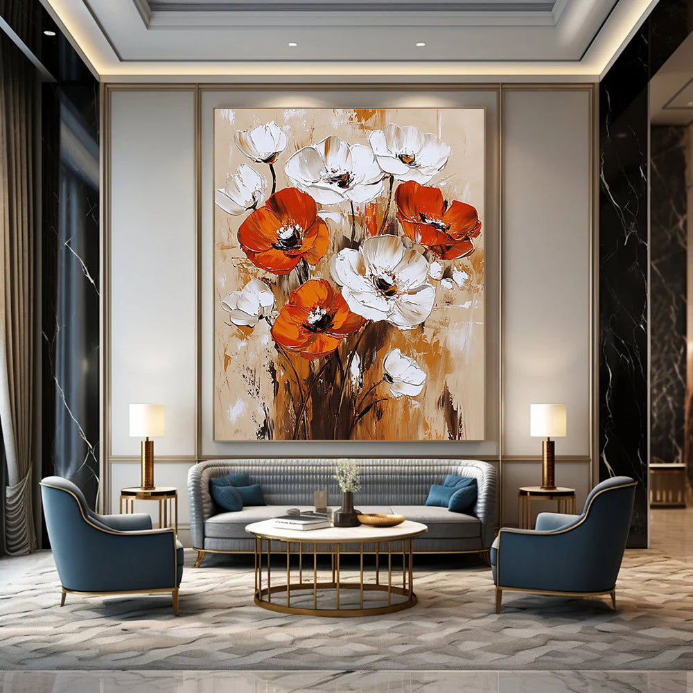 Bold Poppy Blossoms Expressive Floral Abstract Painting GAB0279