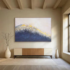 Golden Sparkle Wave Abstract Painting for Elegant Living Rooms YHT270